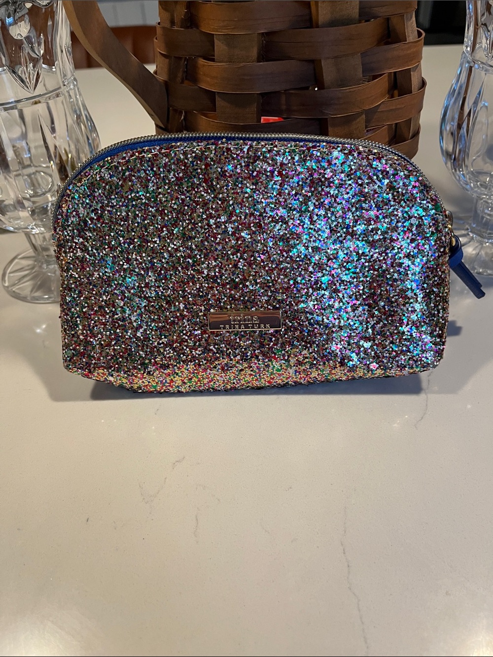 Trina Turk Multicolor Glitter Cosmetic Pouch